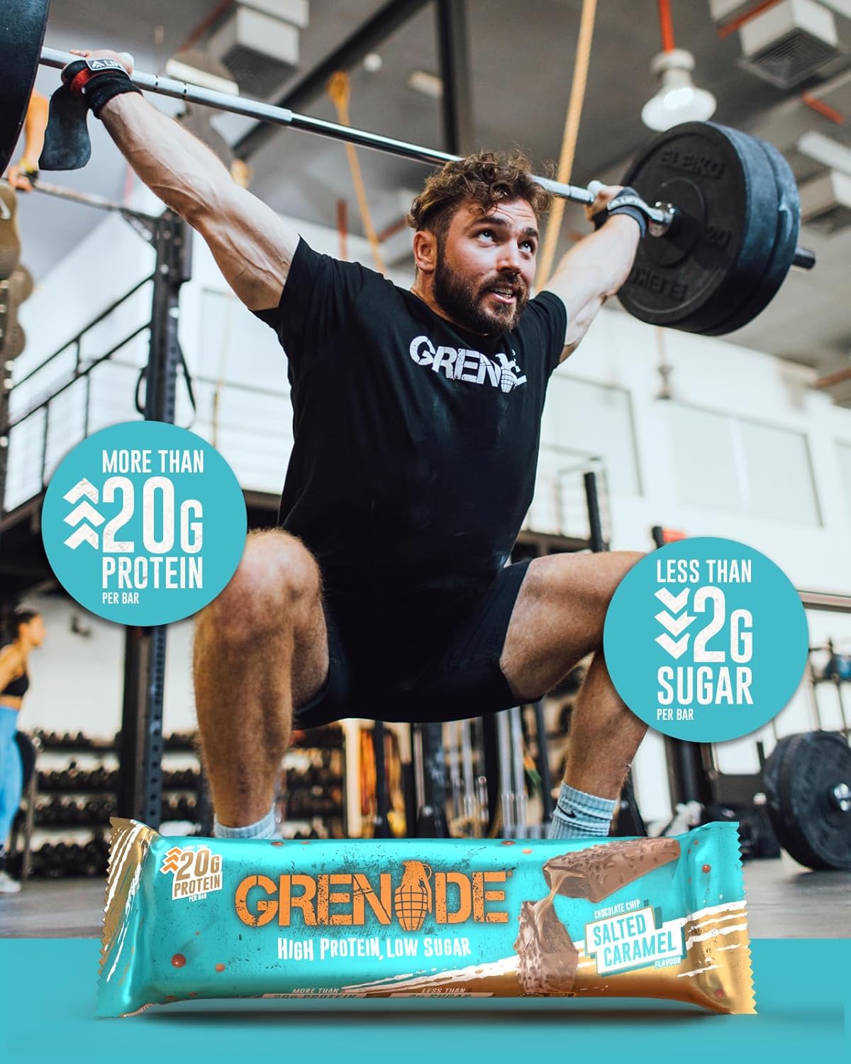 Grenade High Protein, Low Sugar Bar - Chocolate Chip Salted Caramel, 12 x 60 g - Image 4