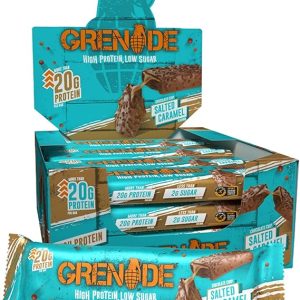 Grenade High Protein, Low Sugar Bar - Chocolate Chip Salted Caramel, 12 x 60 g