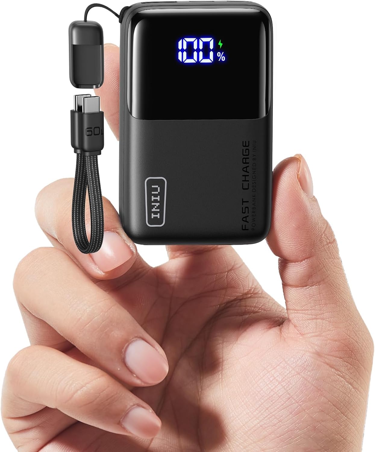 INIU Power Bank, Smallest Portable Charger 10000mAh, 45W Fast Charging Mini Battery Pack with Detachable USB-C Cable, Flight-Safe Travel Powerbank for iPhone 17 16 15 Pro Max, Samsung S26, iPad, etc