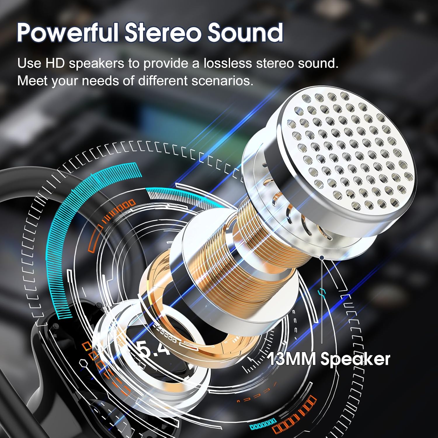 Wireless Earbuds, 50H Bluetooth 5.4 Headphones Sport, Bluetooth Earbuds with ENC Noise Canceling, HiFi Stereo Sound Wireless Earphones with Earhooks, IP7 Waterproof Ear Buds for Sports/Workout/Running - Image 5